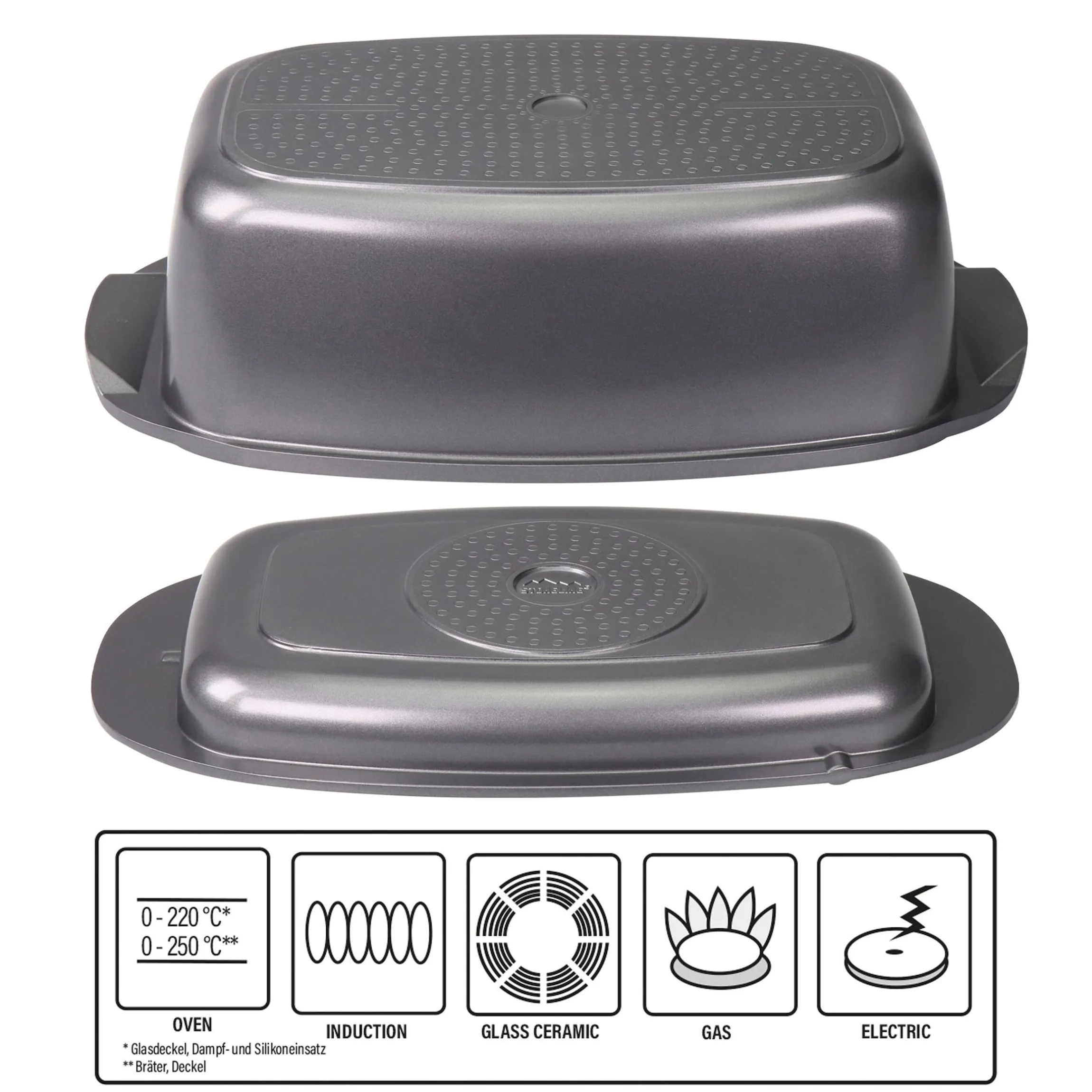 STONELINE Bräter und Back Set 5-teilig 39x22 cm | mit Deckeln