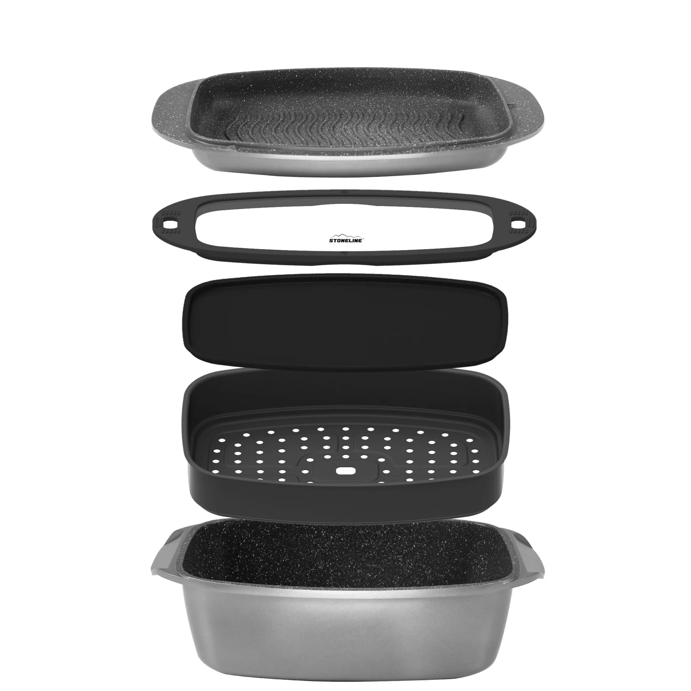 STONELINE Bräter und Back Set 5-teilig 39x22 cm | mit Deckeln
