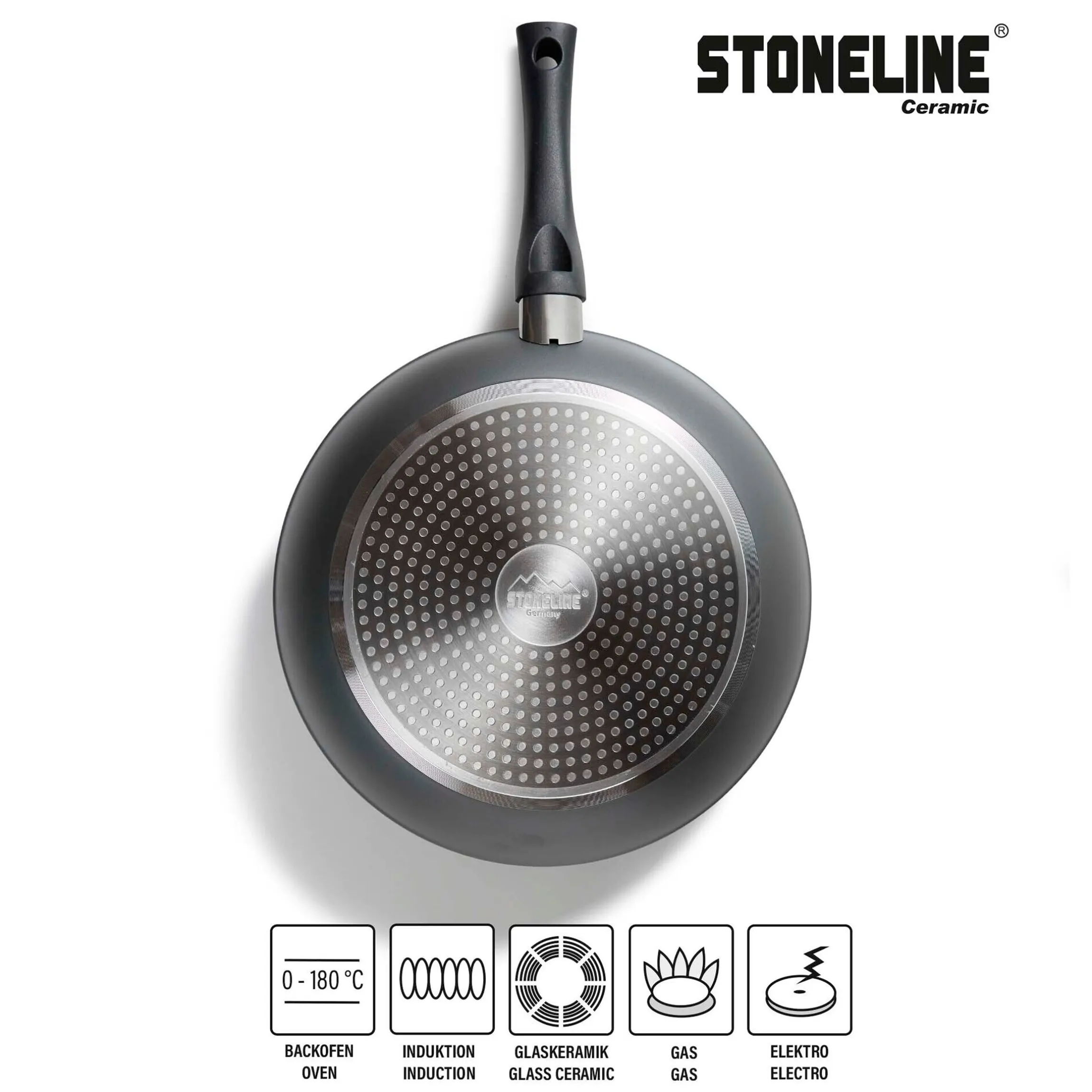 STONELINE CERAMIC Keramik Bratpfanne 28 cm | mit Deckel