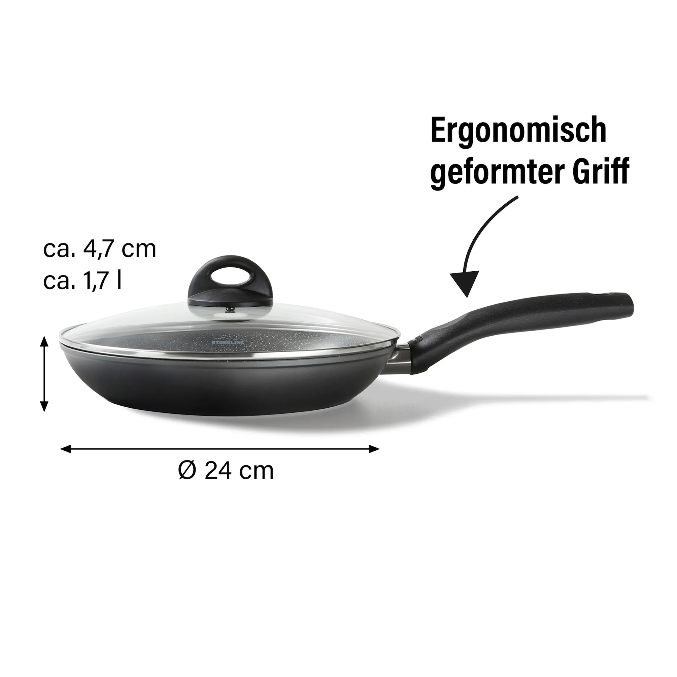 STONELINE CERAMIC Keramik Bratpfanne 24 cm | mit Deckel