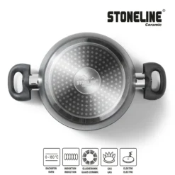 STONELINE CERAMIC Keramik Kochgeschirr-Set 6-teilig 18/20/24 | mit Deckeln