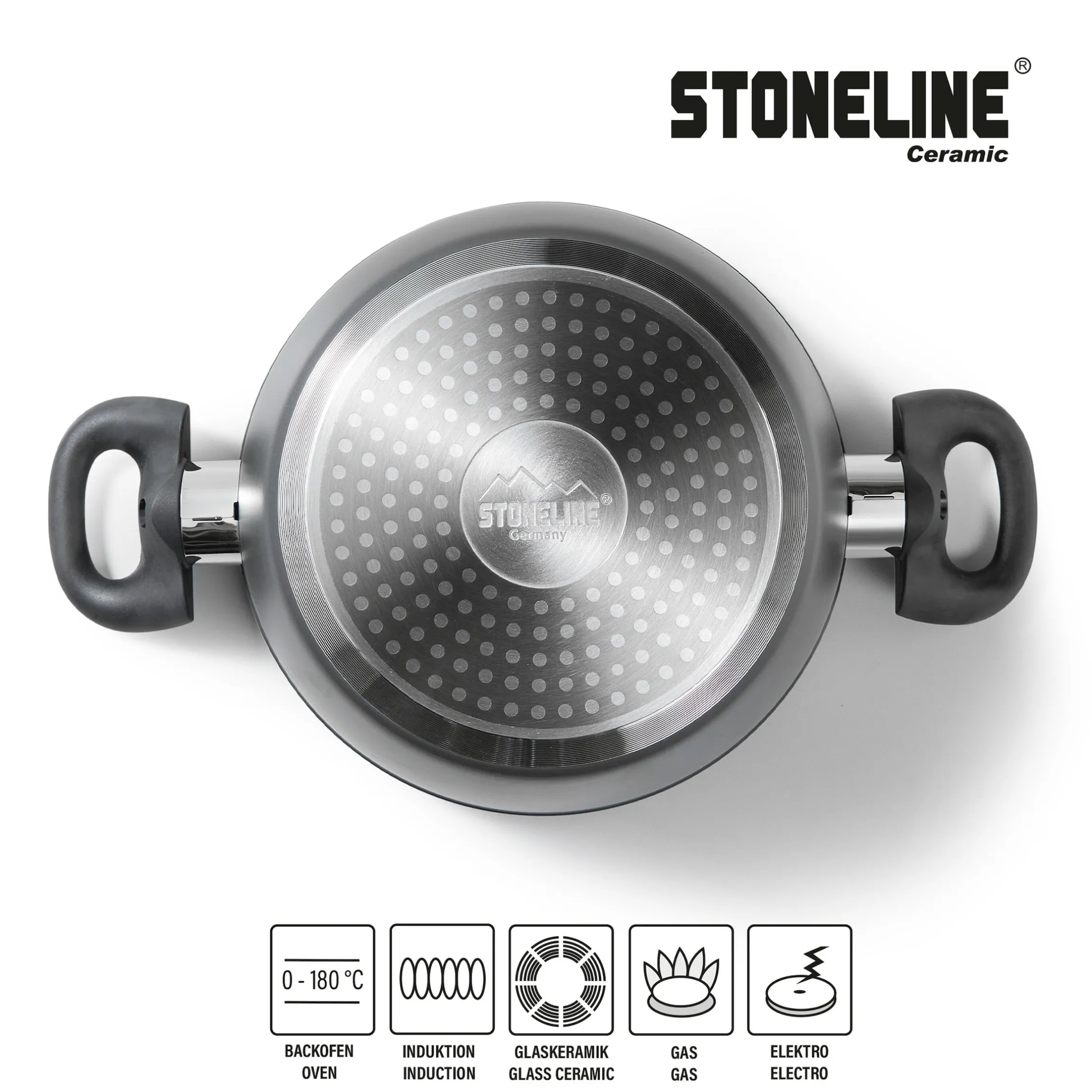 STONELINE CERAMIC Keramik Kochgeschirr-Set 6-teilig 18/20/24 | mit Deckeln