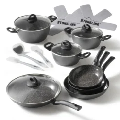 STONELINE CERAMIC Keramik Kochgeschirr-Set 16-teilig 18/20/24/28 | mit Deckeln