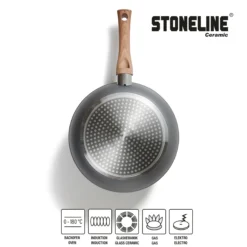 STONELINE CERAMIC Keramik Kochgeschirr-Set 14-teilig | mit Deckeln - Holzoptik