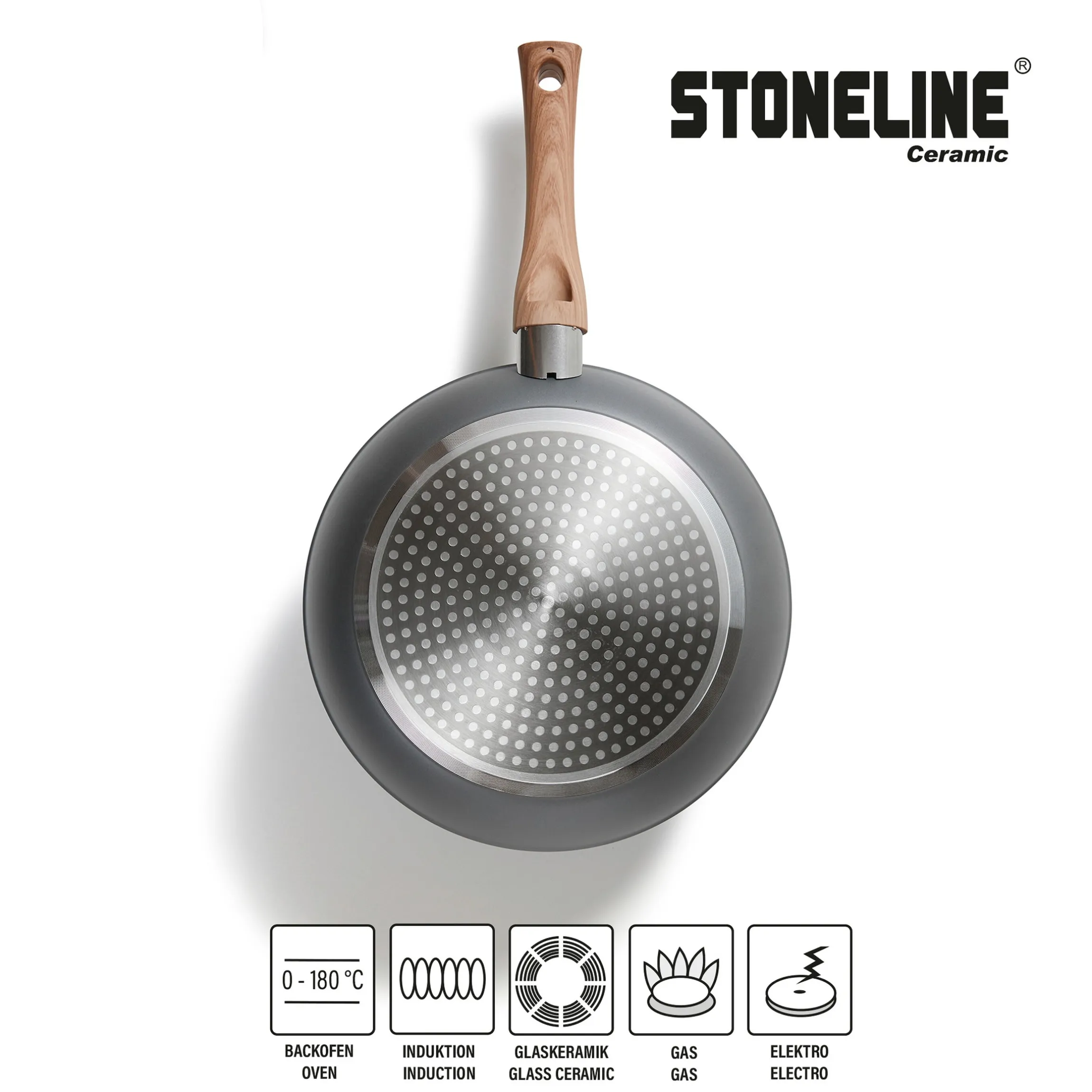STONELINE CERAMIC Keramik Kochgeschirr-Set 14-teilig | mit Deckeln - Holzoptik