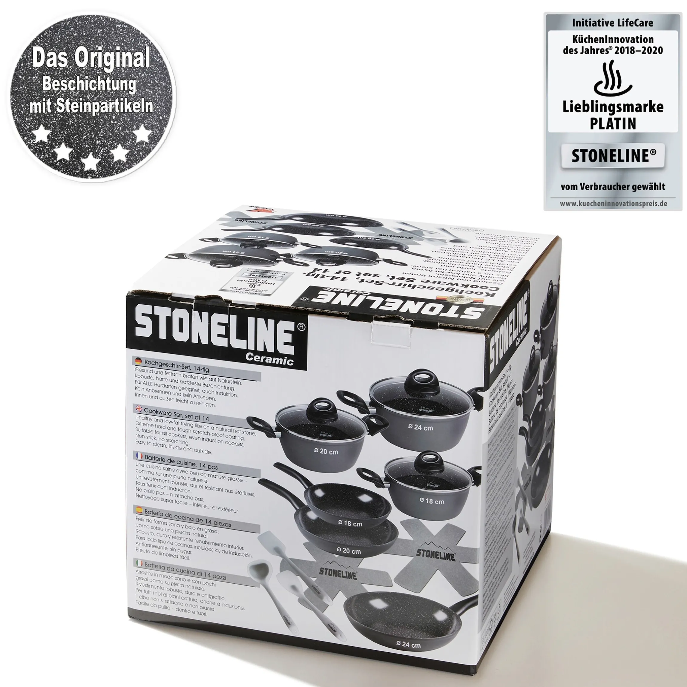 STONELINE CERAMIC Keramik Kochgeschirr-Set 14-teilig | mit Deckeln - Schwarz