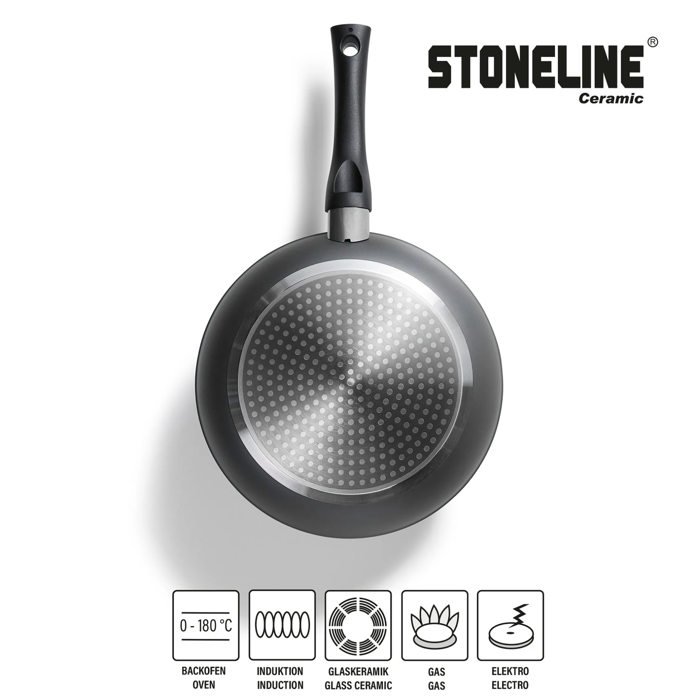 STONELINE CERAMIC Keramik Kochgeschirr-Set 14-teilig | mit Deckeln - Schwarz