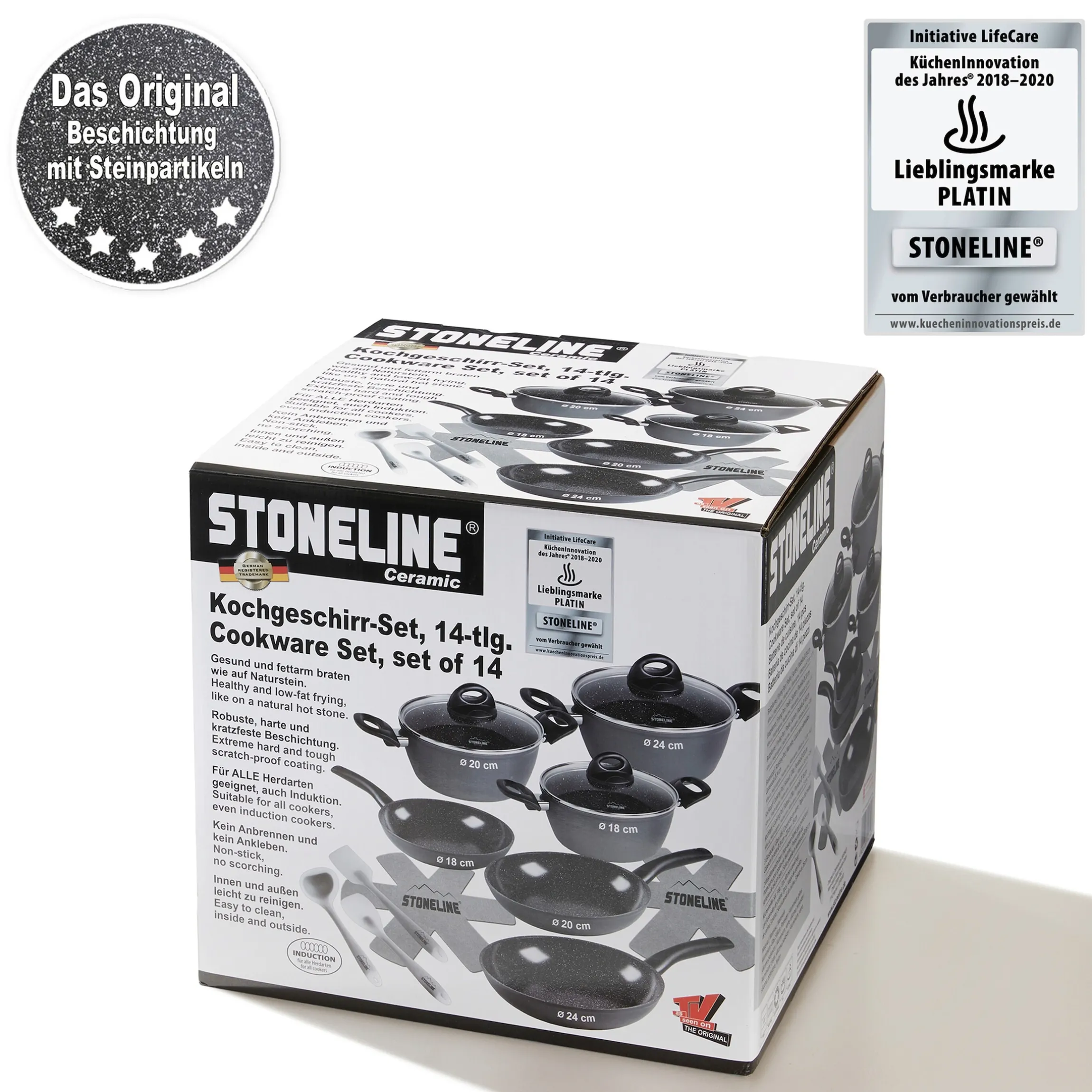 STONELINE CERAMIC Keramik Kochgeschirr-Set 14-teilig | mit Deckeln - Schwarz