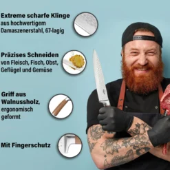 STONELINE Chefmesser 34 cm | 67 Lagen Damastmesser