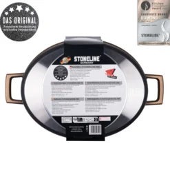 STONELINE Cocotte Bräter Oval 32x25 cm Roségold | mit Deckel