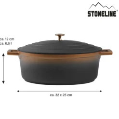 STONELINE Cocotte Bräter Oval 32x25 cm Roségold | mit Deckel