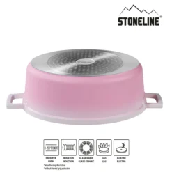STONELINE Cocotte Bräter Oval 32x25 cm Rosa | mit Deckel