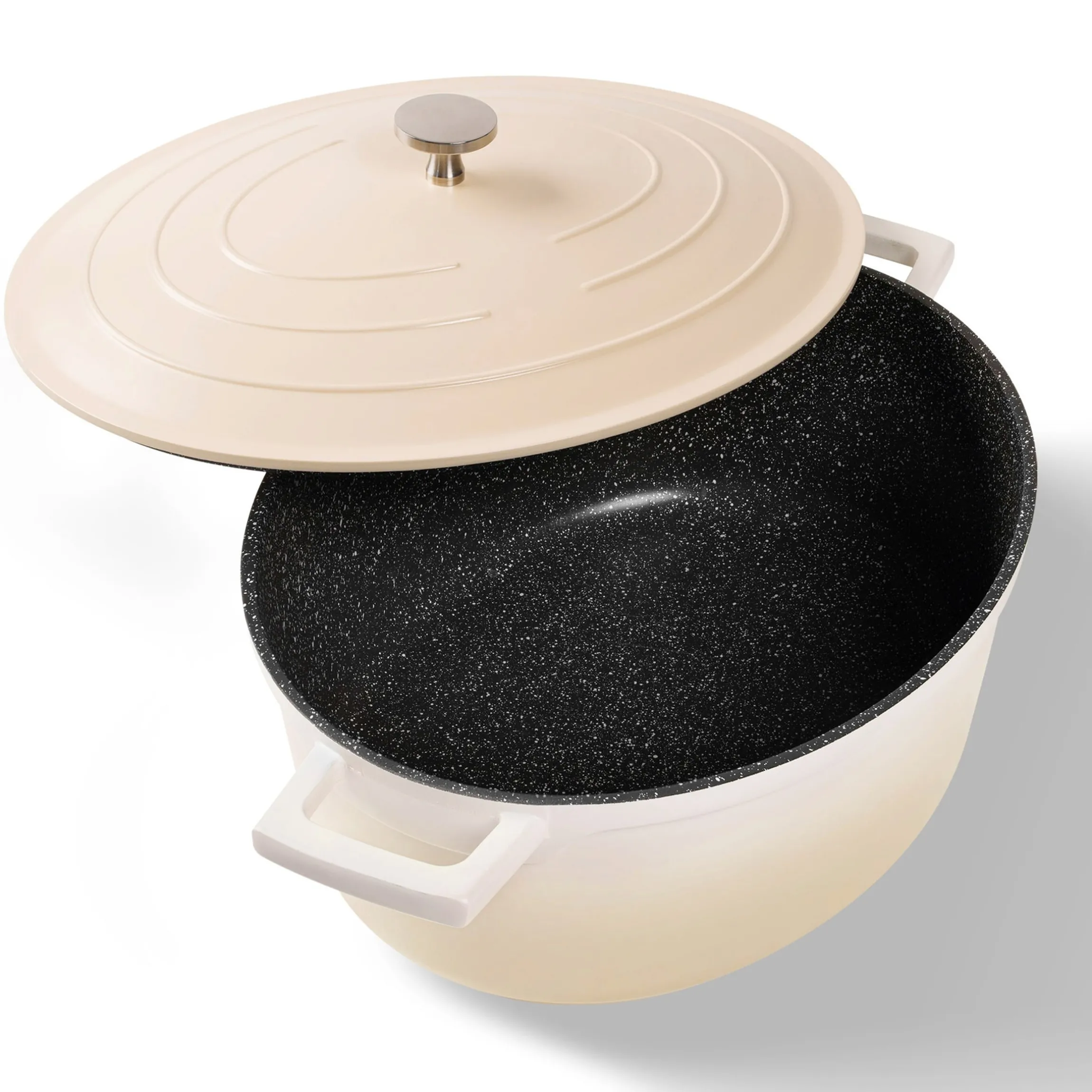STONELINE Cocotte Bräter Oval 32x25 cm Creme | mit Deckel