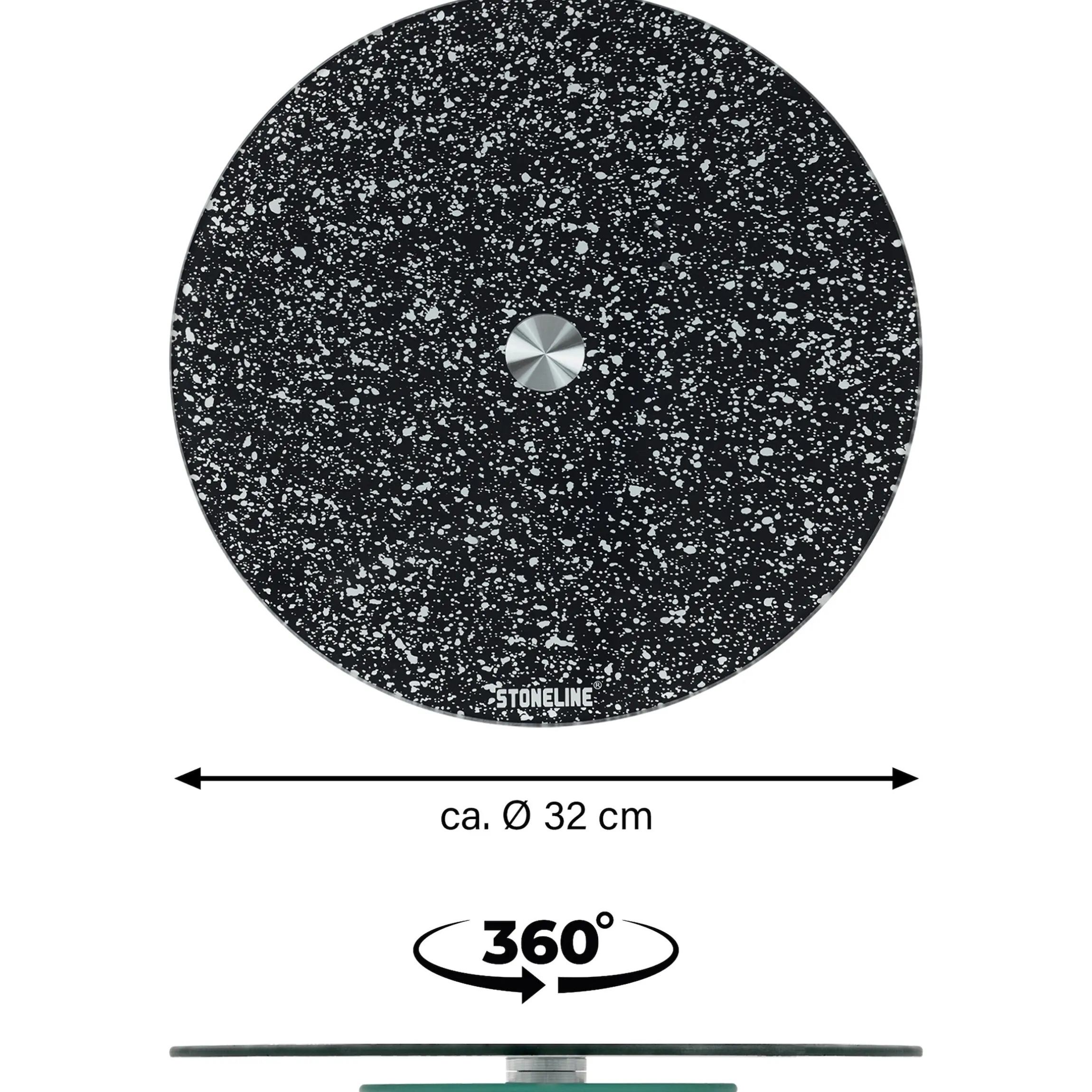 STONELINE Drehbare Glas Servierplatte Tortenplatte 32 cm | Schwarz