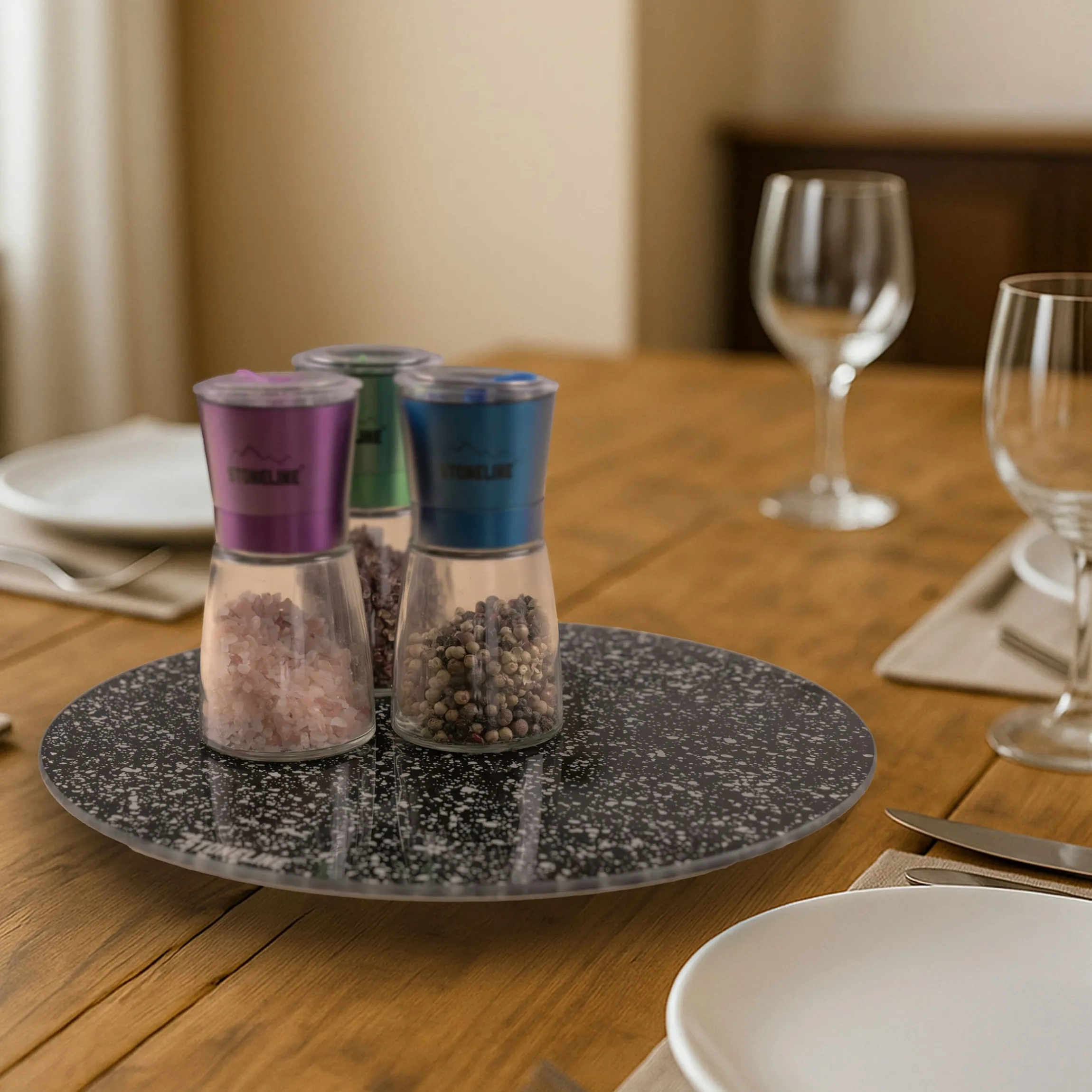 STONELINE Drehbare Glas Servierplatte Tortenplatte 32 cm | Schwarz