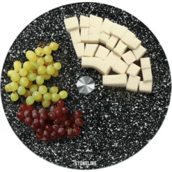 STONELINE Drehbare Glas Servierplatte Tortenplatte 32 cm | Schwarz