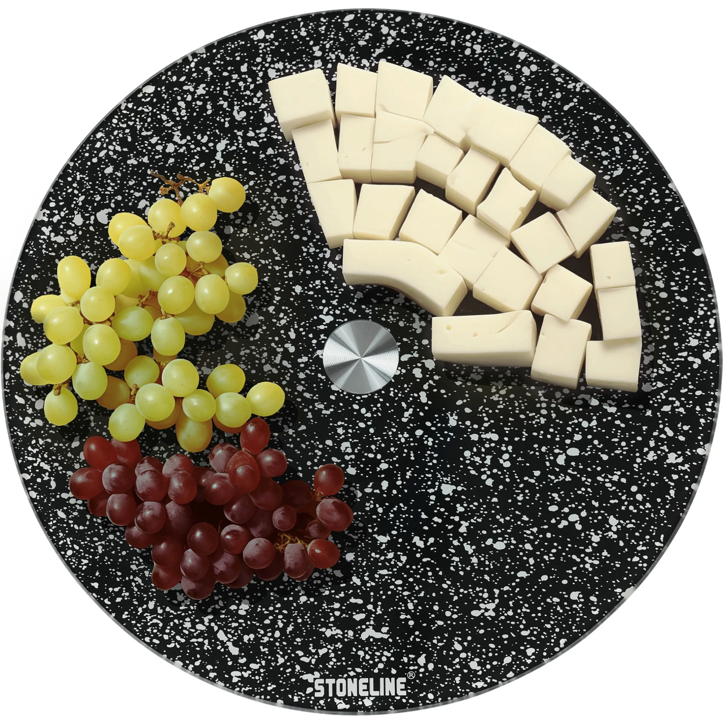 STONELINE Drehbare Glas Servierplatte Tortenplatte 32 cm | Schwarz