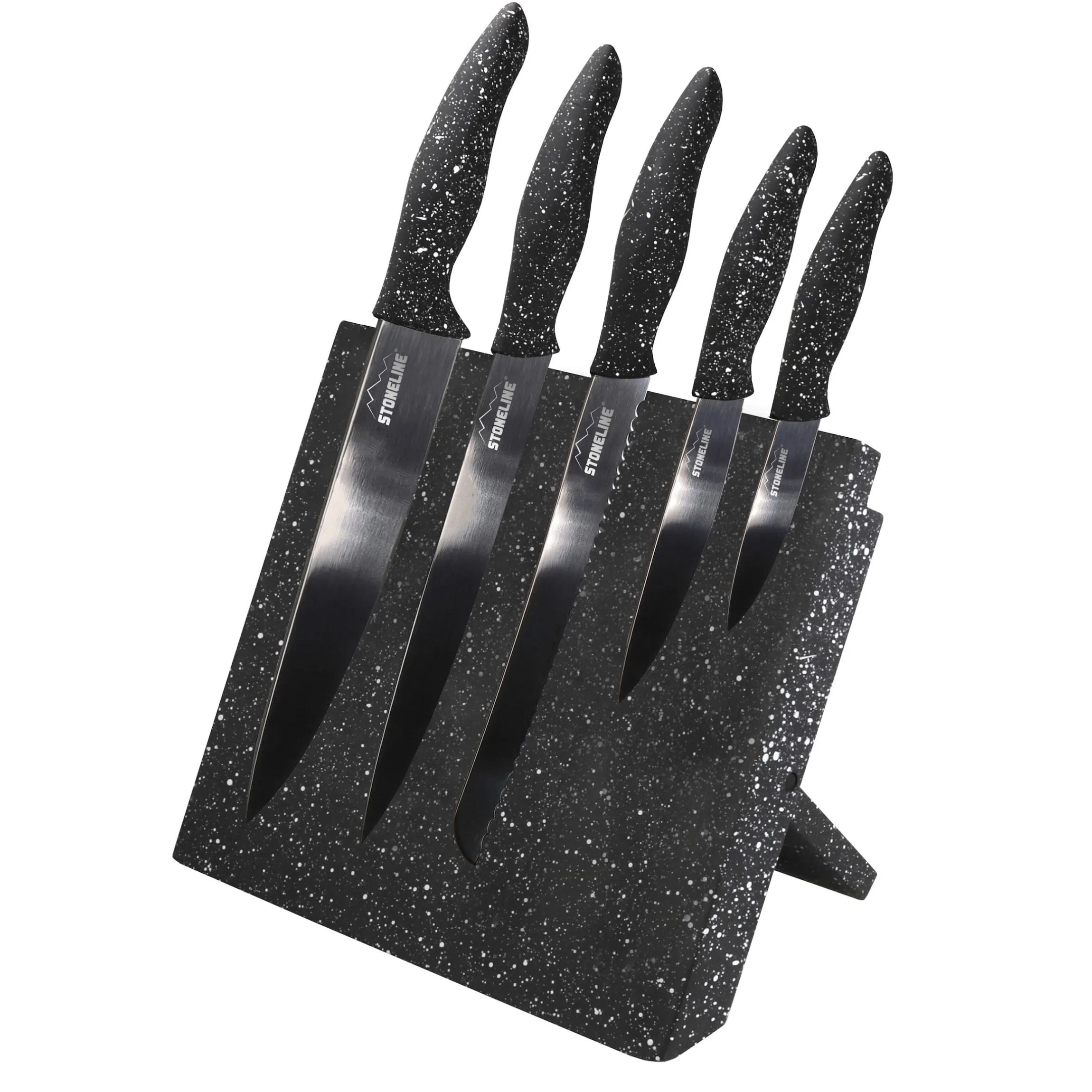 STONELINE Edelstahl Messer Set 5-teilig mit Messerblock | Schwarz