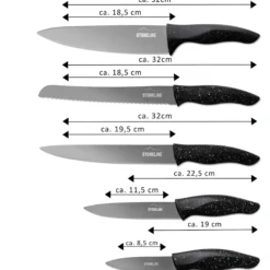 STONELINE Edelstahl Messer Set 5-teilig mit Messerblock | Schwarz