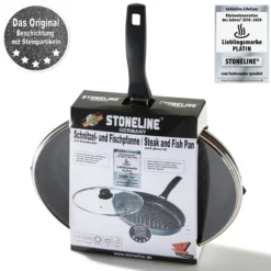 STONELINE Fisch- und Schnitzelpfanne Oval 35x24 cm | mit Deckel