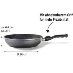 STONELINE Flex Schmorpfanne 28 cm mit abnehmbarem Griff | ohne Deckel
