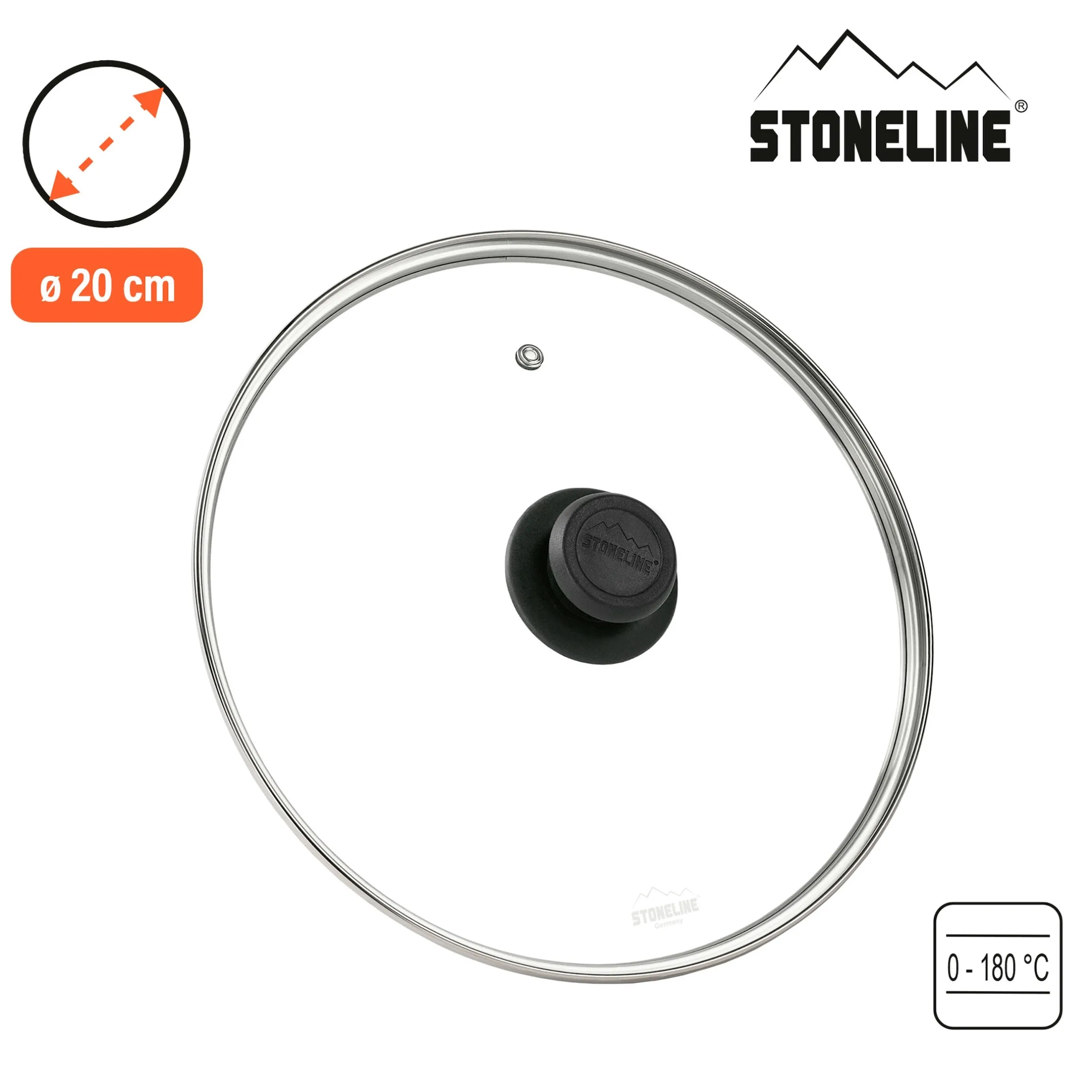 STONELINE Glasdeckel 20 cm | Schwarz