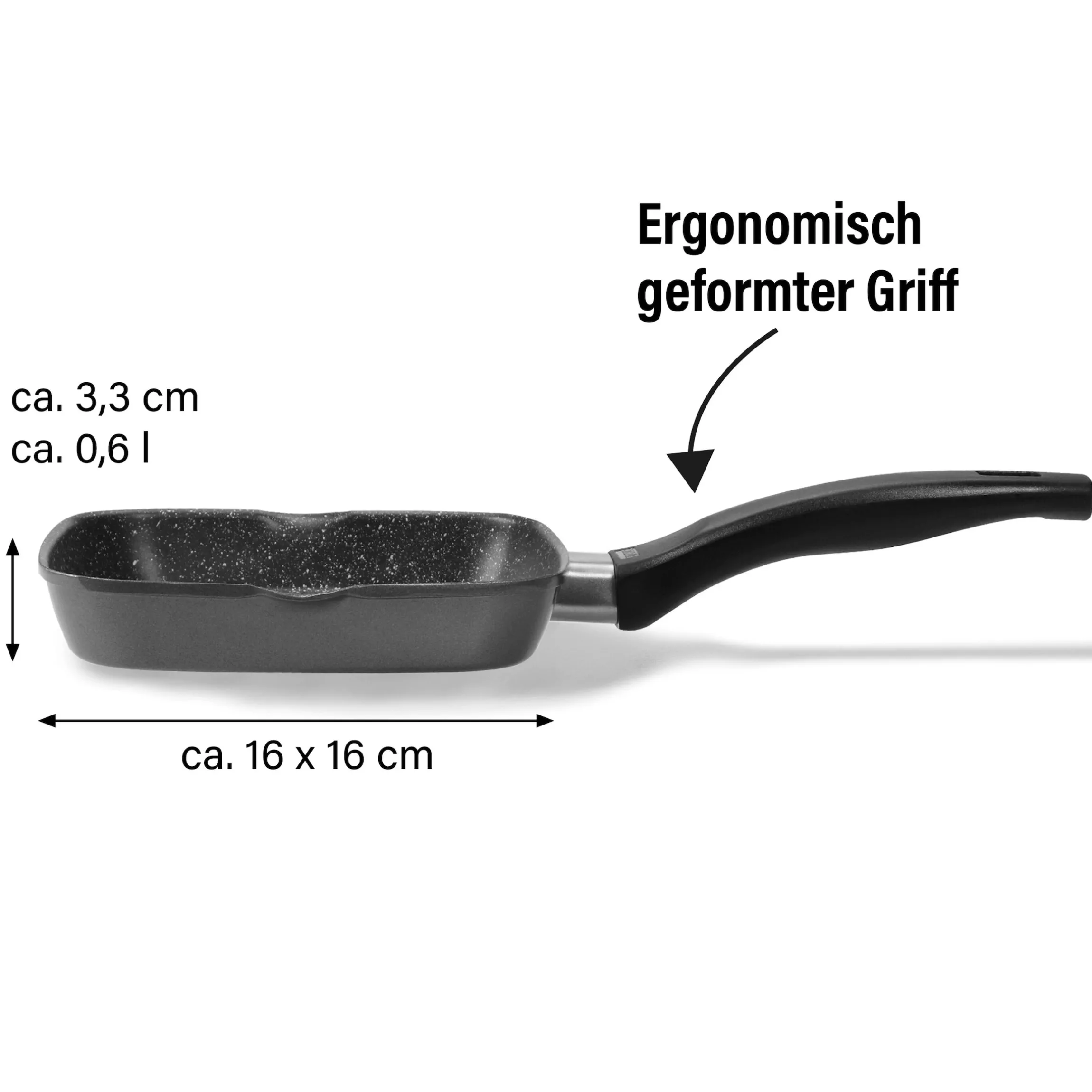 STONELINE Grillpfanne 16 cm | ohne Deckel - Schwarz