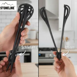 STONELINE 4 in 1 Multifunktionales Schneebesen Küchenzangen Set | 3-teilig