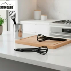 STONELINE 4 in 1 Multifunktionales Schneebesen Küchenzangen Set | 3-teilig