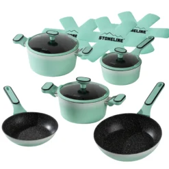 STONELINE Kochgeschirr-Set 11-teilig 18/20/24 Mint | mit Deckeln