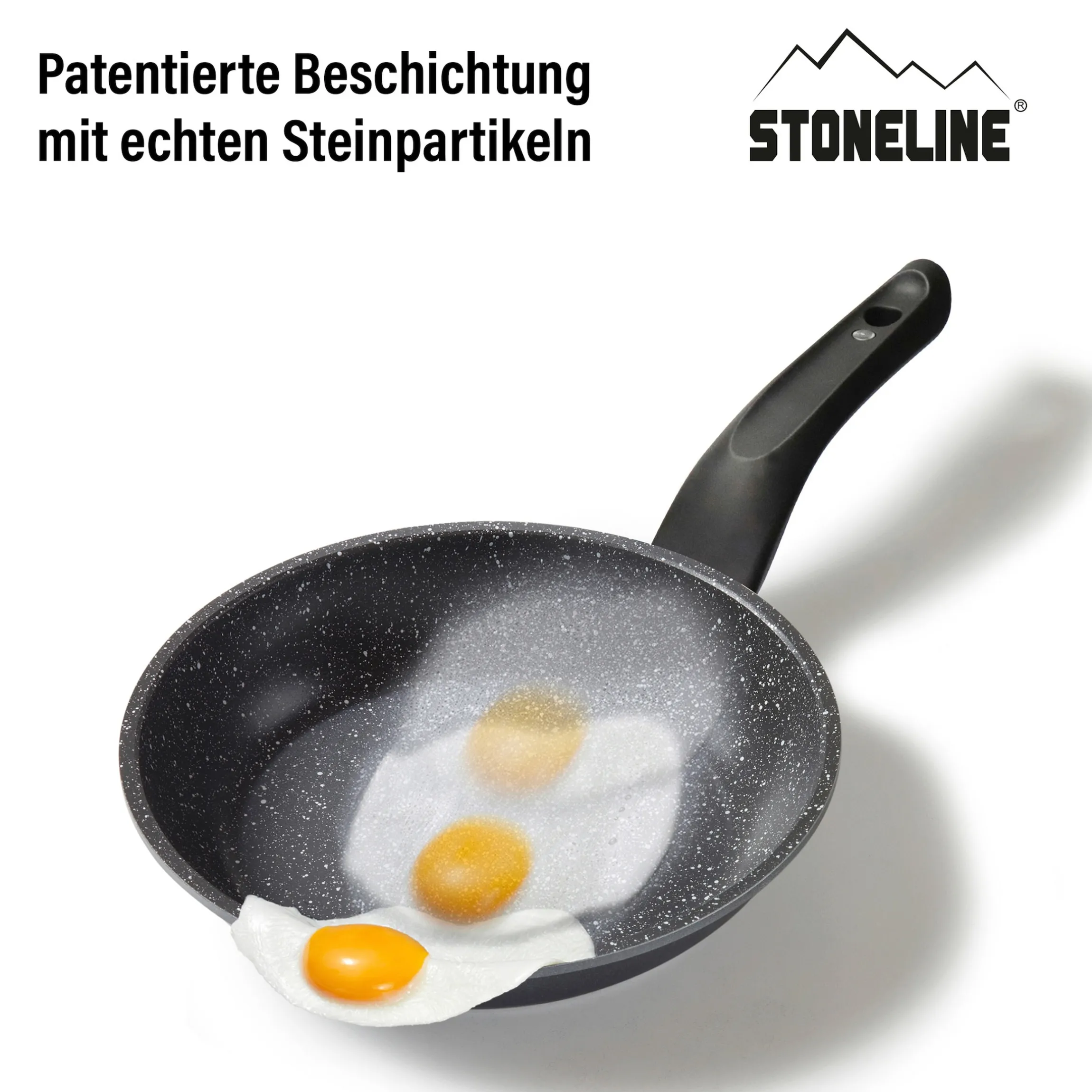STONELINE Made in Germany Pfannen-Set 6-teilig mit Magnet Griff | ohne Deckel - Schwarz