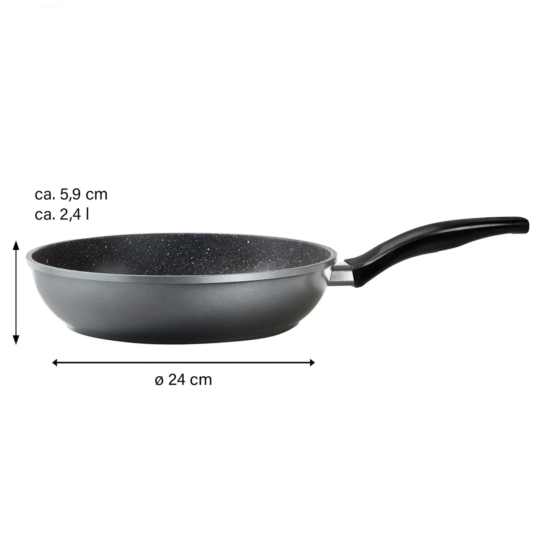STONELINE Made in Germany Schmorpfanne 24 cm | ohne Deckel - Schwarz