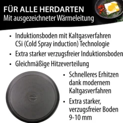 STONELINE Made in Germany Wokpfanne 32 cm mit abnehmbarem Griff | ohne Deckel - Schwarz