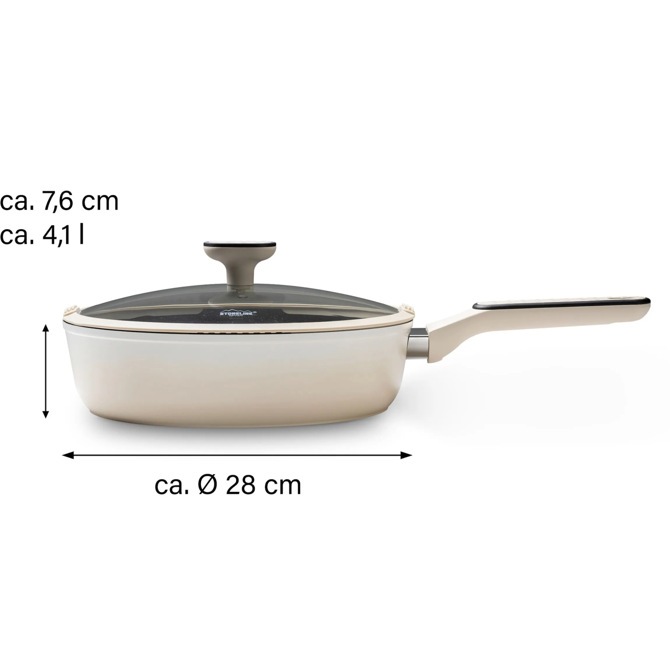 STONELINE Schmorpfanne 28 cm Creme | mit Deckel