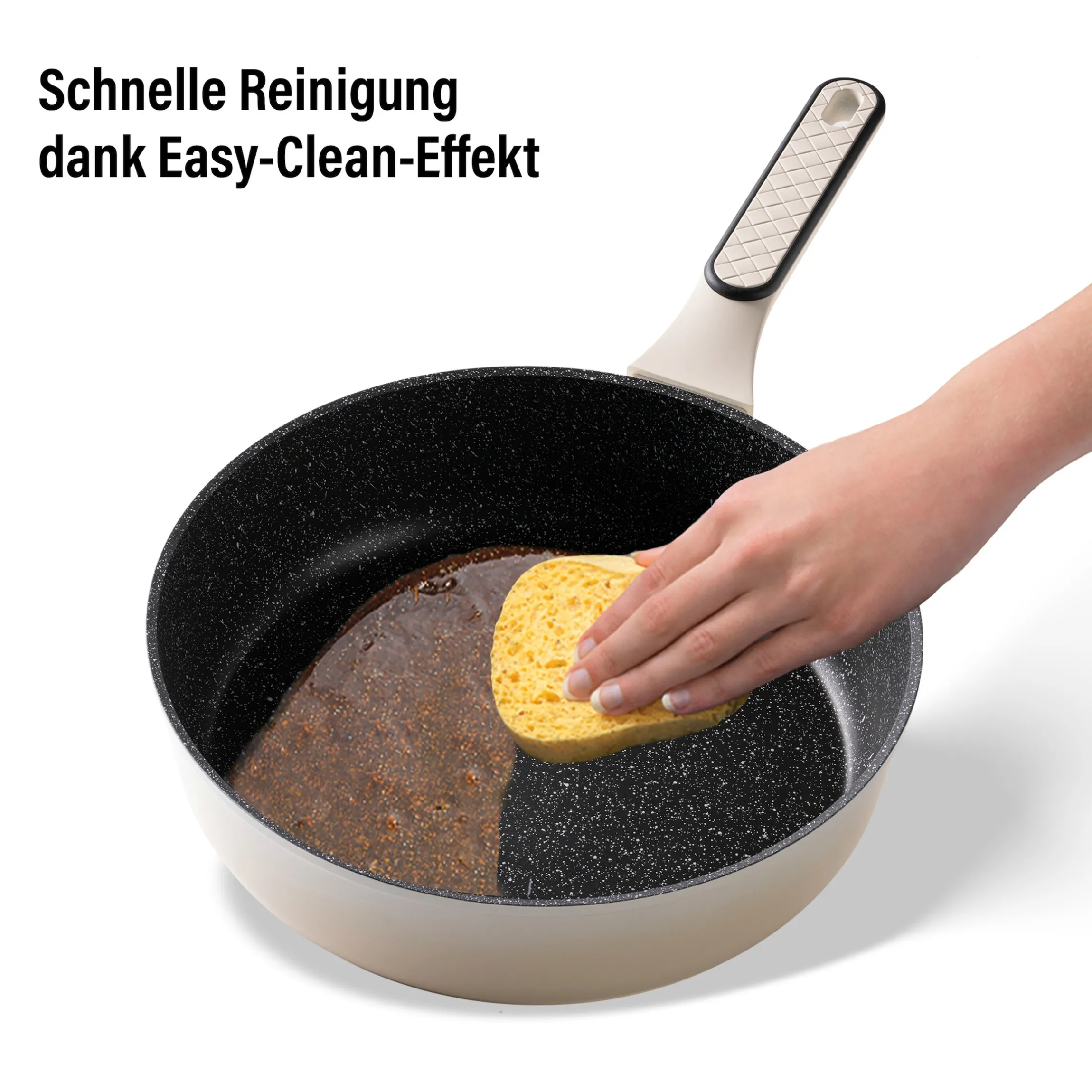 STONELINE Schmorpfanne 28 cm Creme | mit Deckel