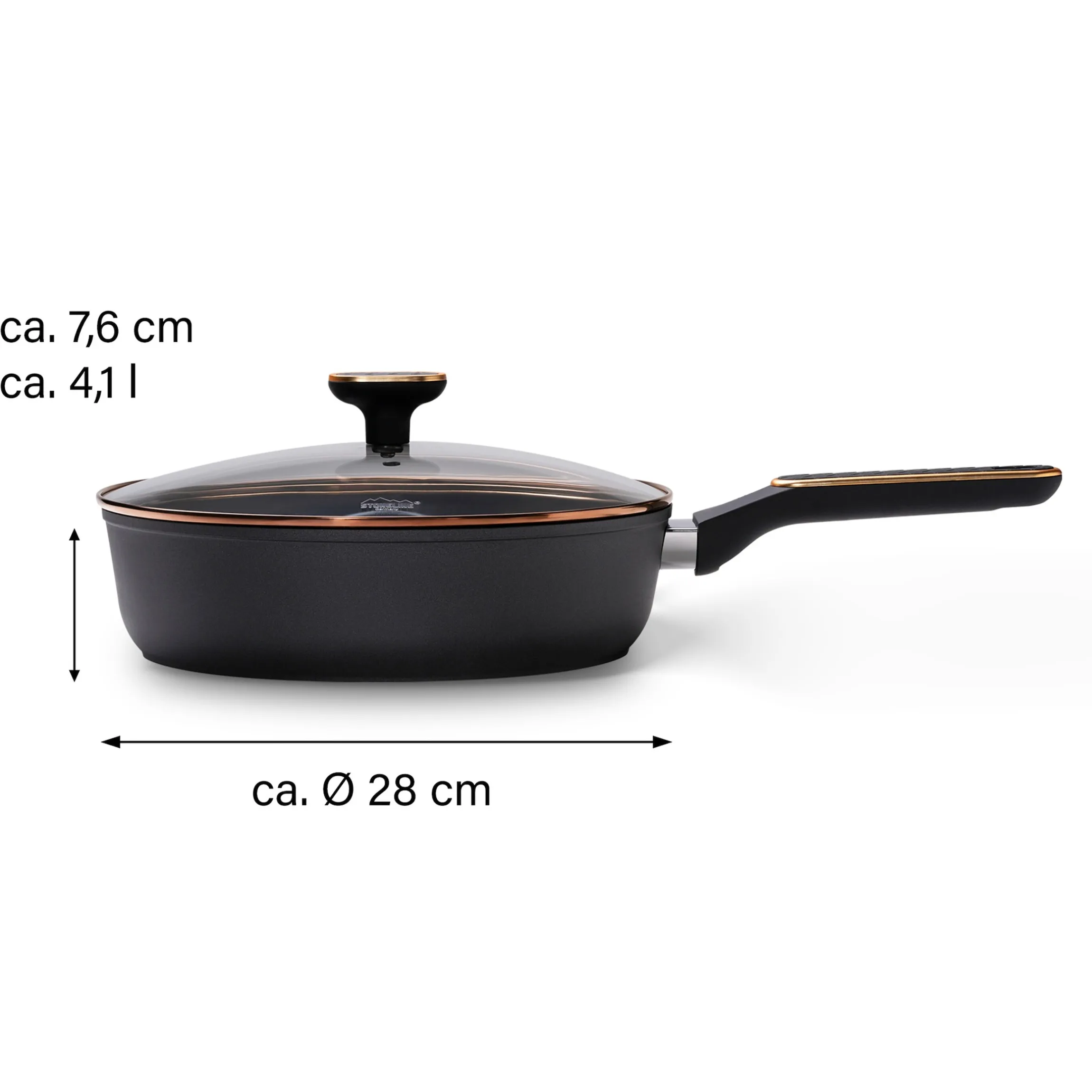 STONELINE Schmorpfanne 28 cm Roségold | mit Deckel