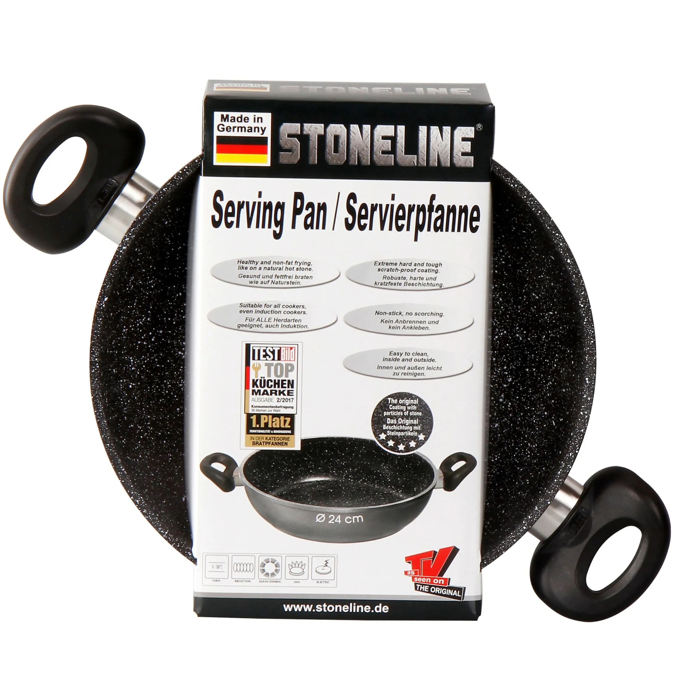 STONELINE Servierpfanne 24 cm | Schwarz