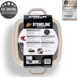 STONELINE Servierpfanne Eckig 20 cm Creme | mit Deckel