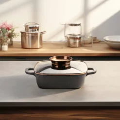 STONELINE Servierpfanne Eckig 20 cm Roségold | mit Deckel