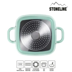 STONELINE Servierpfanne Eckig 20 cm Mint | mit Deckel