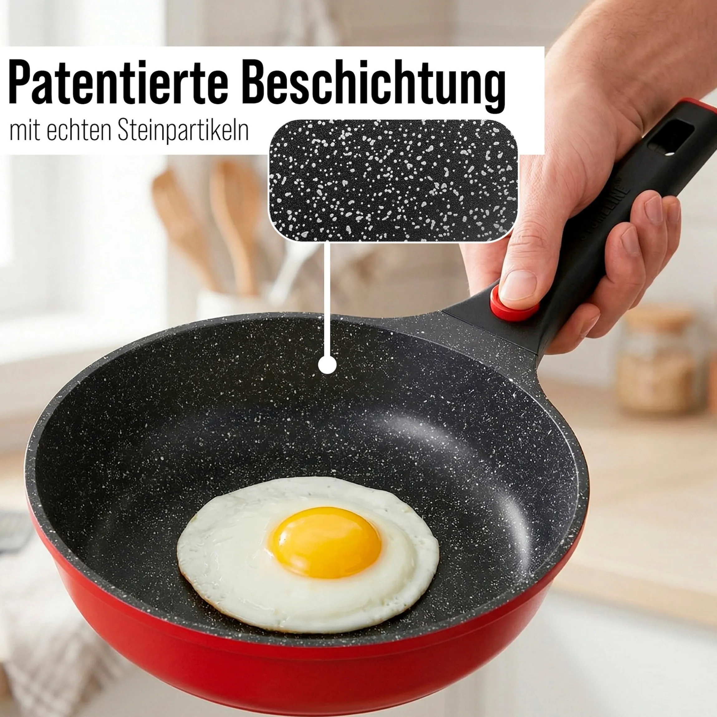 STONELINE SMART Bratpfanne 24 cm | ohne Deckel - Rot