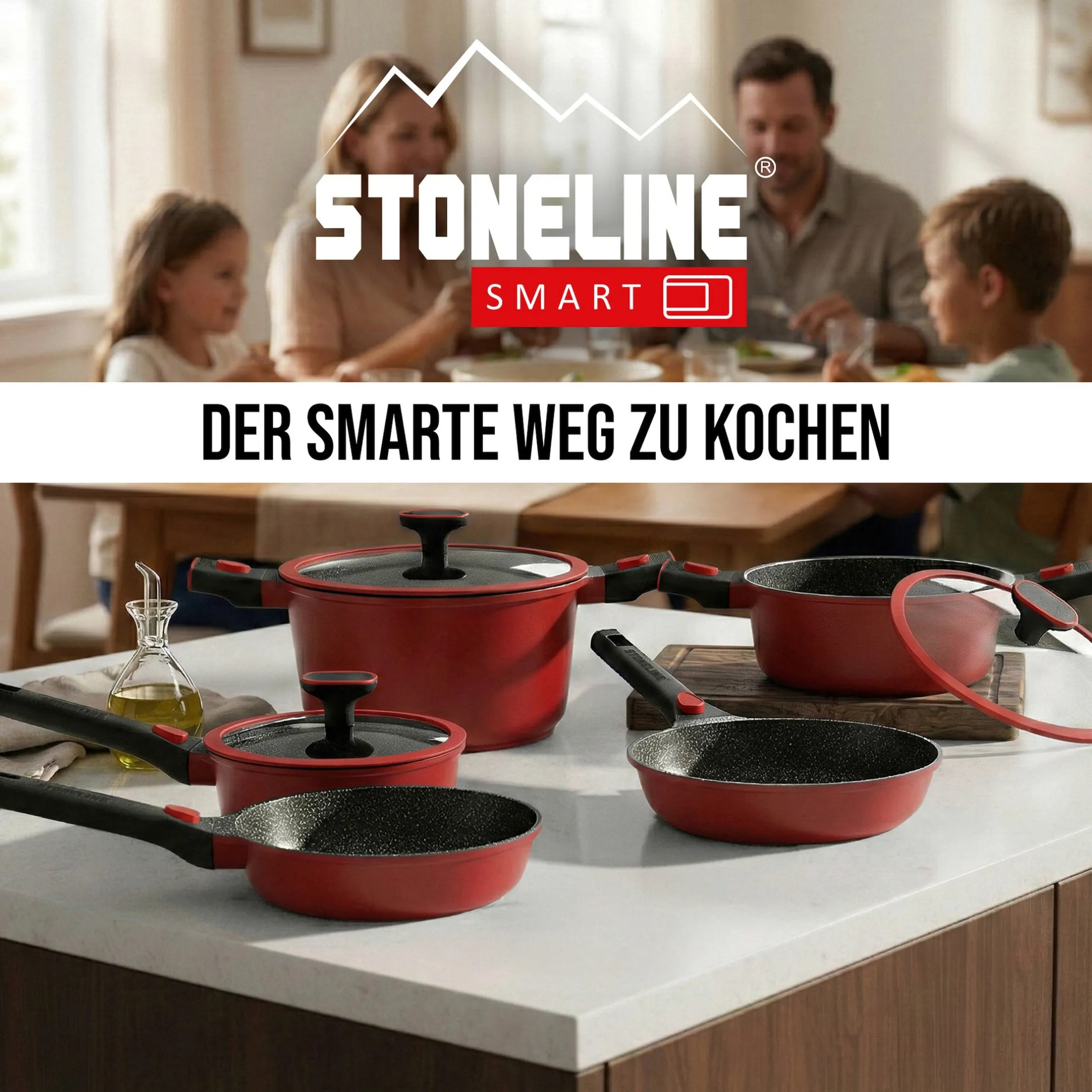 STONELINE SMART Bratpfanne 20 cm | ohne Deckel - Rot