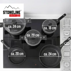STONELINE SMART Kochgeschirr-Set 8-teilig 18/20/24 | mit Deckeln - Grau