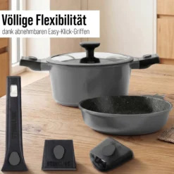 STONELINE SMART Kochgeschirr-Set 8-teilig 18/20/24 | mit Deckeln - Grau
