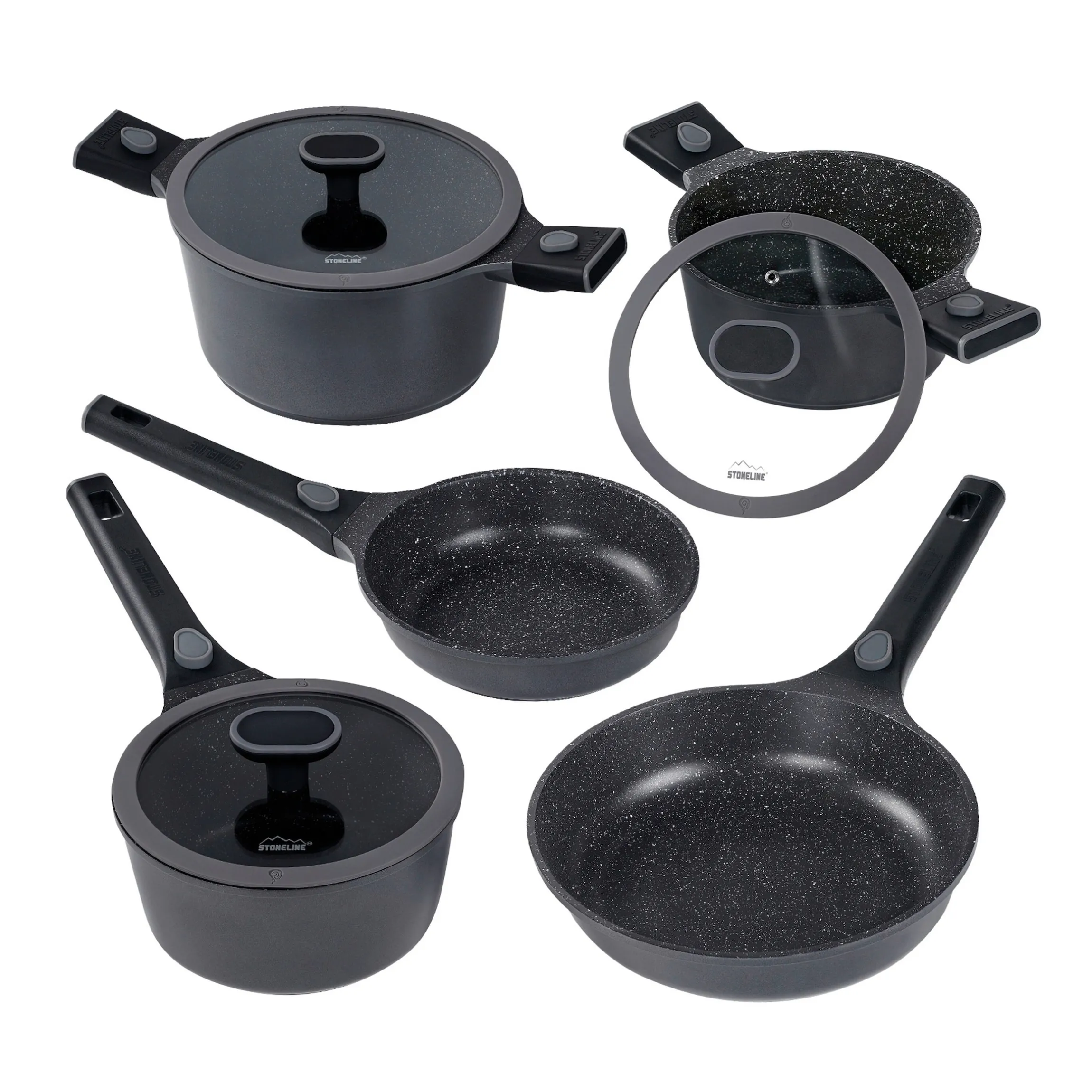 STONELINE SMART Kochgeschirr-Set 8-teilig 18/20/24 | mit Deckeln - Grau