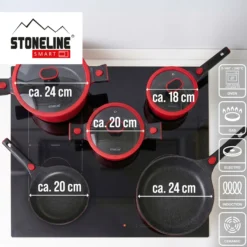 STONELINE SMART Kochgeschirr-Set 8-teilig 18/20/24 | mit Deckeln - Rot