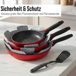 STONELINE SMART Pfannen-Set 6-teilig 20/24/28 | ohne Deckel - Rot