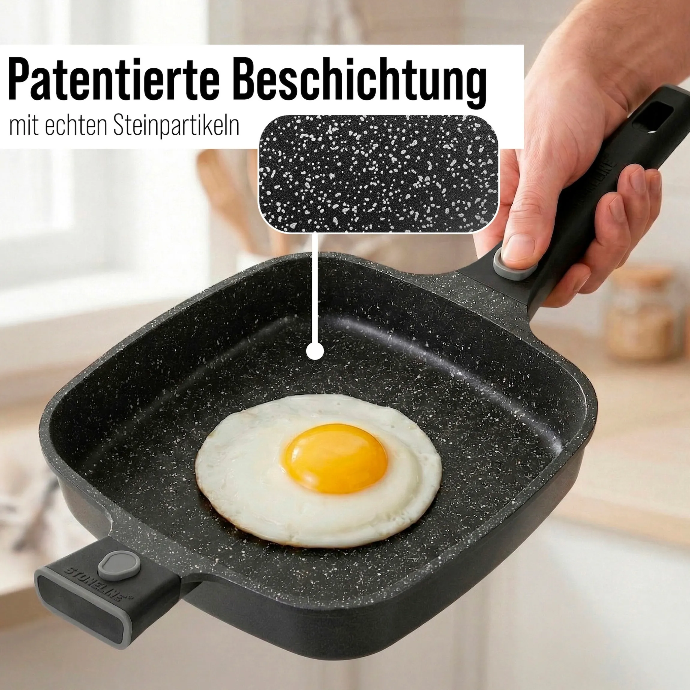 STONELINE SMART Servierpfanne Eckig 24 cm | mit Deckel