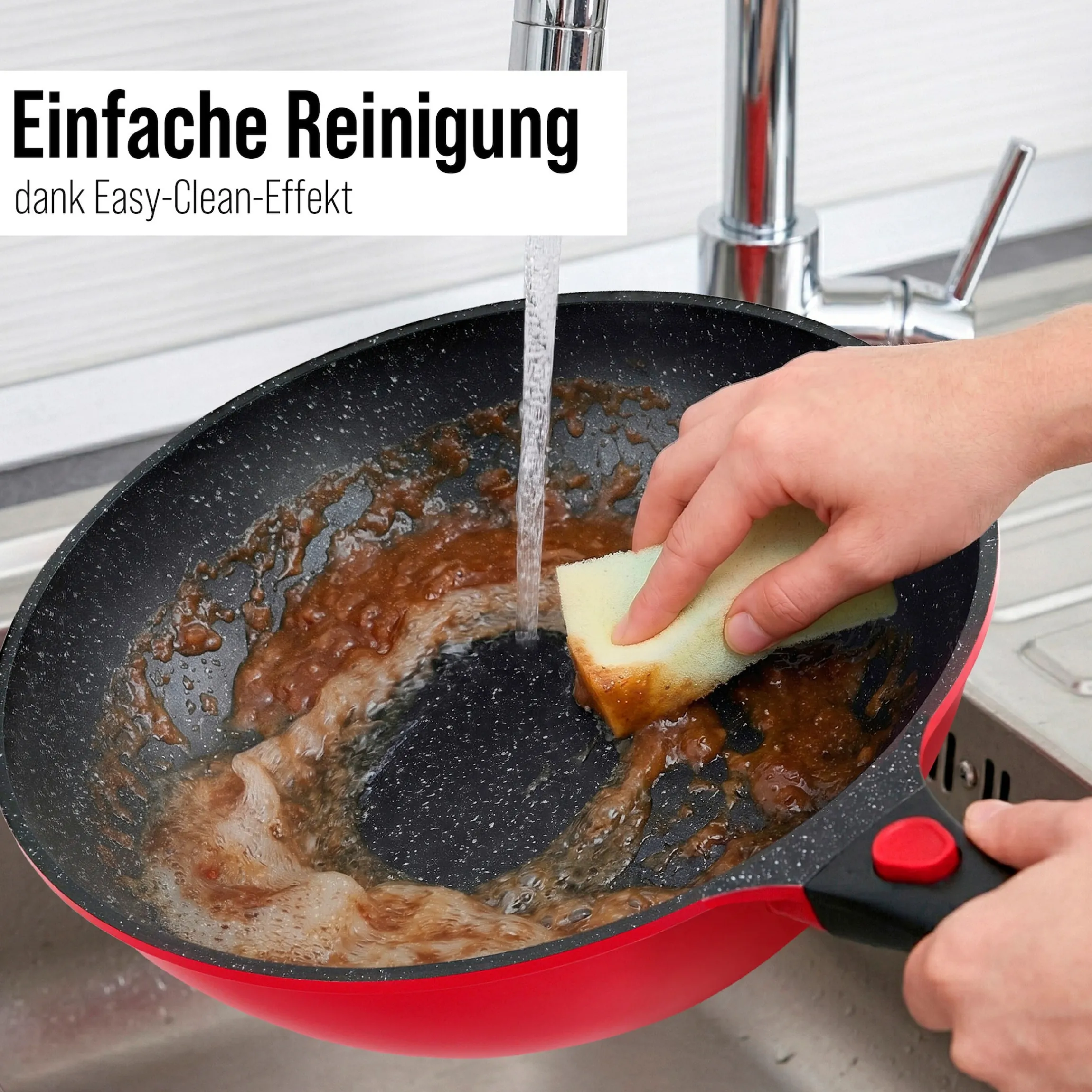 STONELINE SMART Wokpfanne 30 cm | mit Deckel - Rot