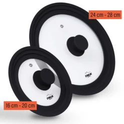 STONELINE Universal Glasdeckel Set 16/18/20 und 24/26/28 | Schwarz